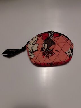 Vera Bradley Mocha Rouge Pink & Brown Floral Pattern Quilted Coin Purse